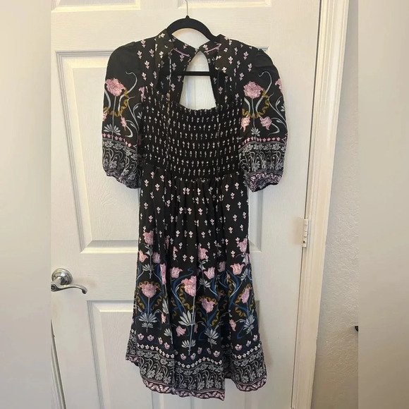 Anthropologie Dasha Floral Butterfly Smocked Midi Dress - Picture 3 of 5